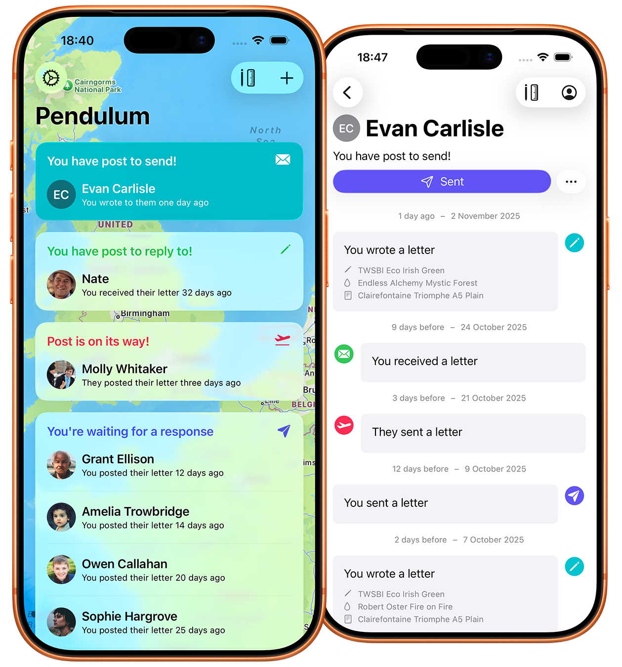 Pendulum: Pen Pal Tracker screenshot